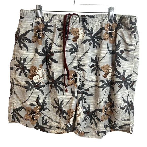 Tommy Bahama Swim Trunks Mens Size XL Gray Floral Resort Hawaii Preppy Gorpcore - Picture 1 of 4